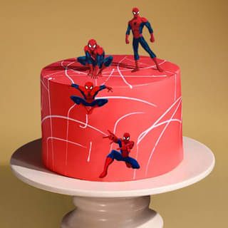 Top View of Spiderman Themed  Cake