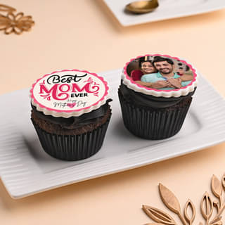Top view of Best Mom Personalized Cupcake