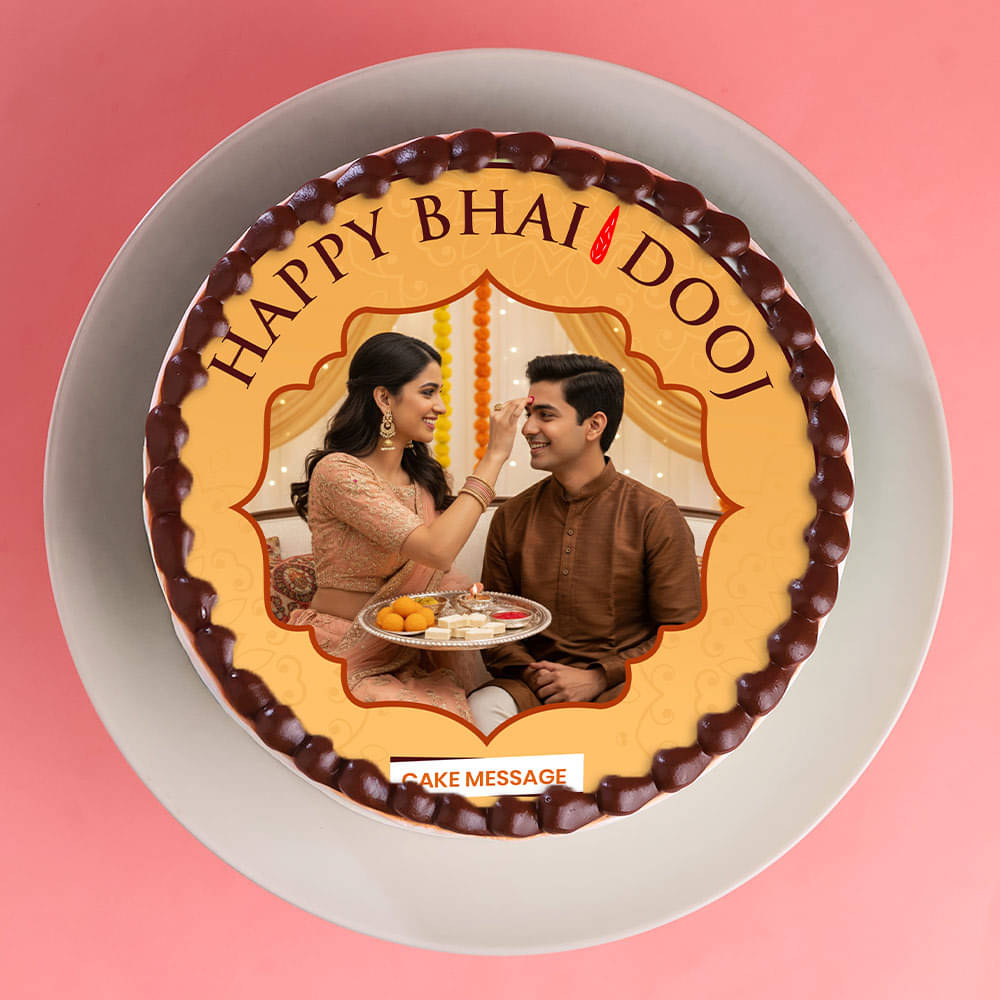 Bhai Dooj Celebration Personalised Photo Cake