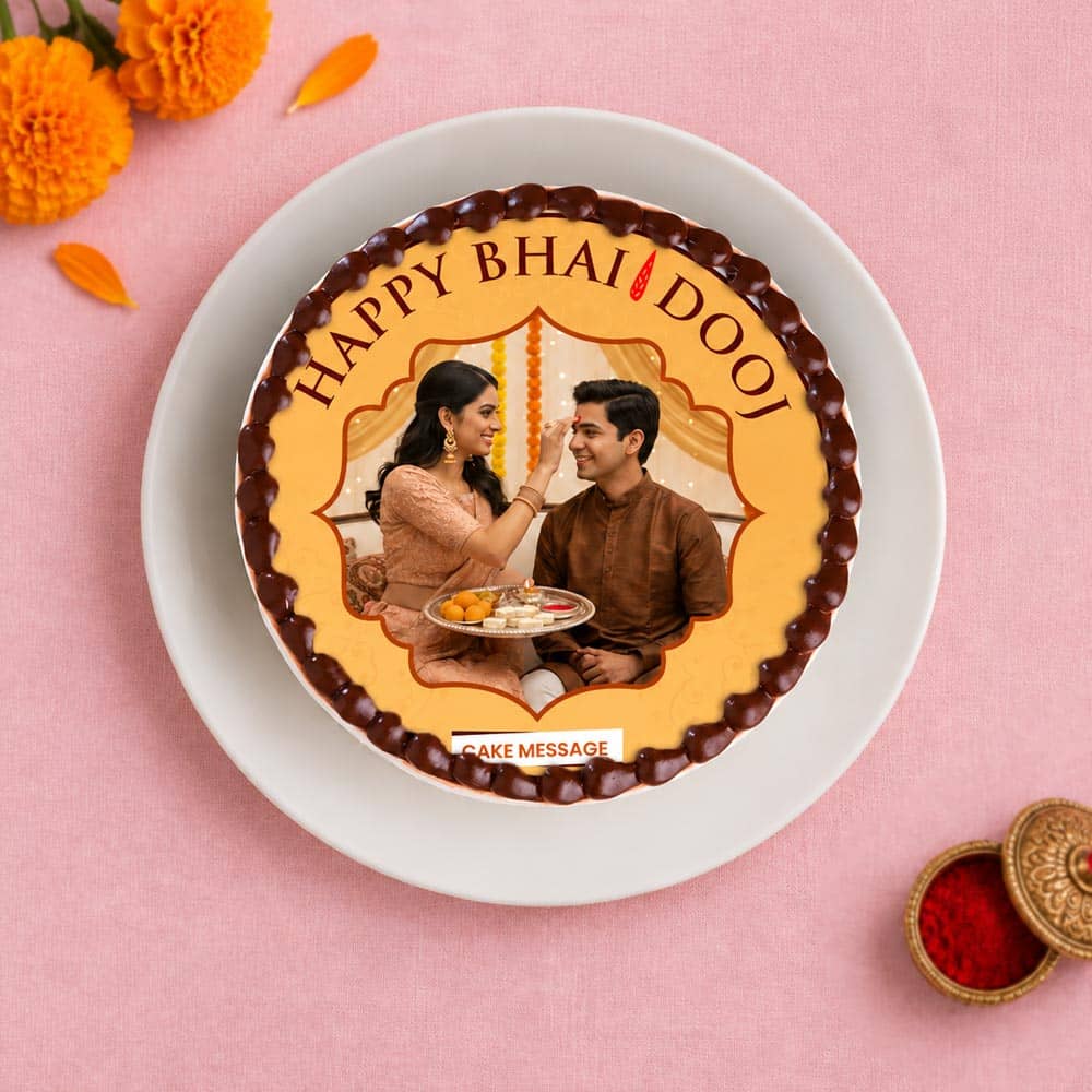 Bhai Dooj Celebration Personalised Photo Cake