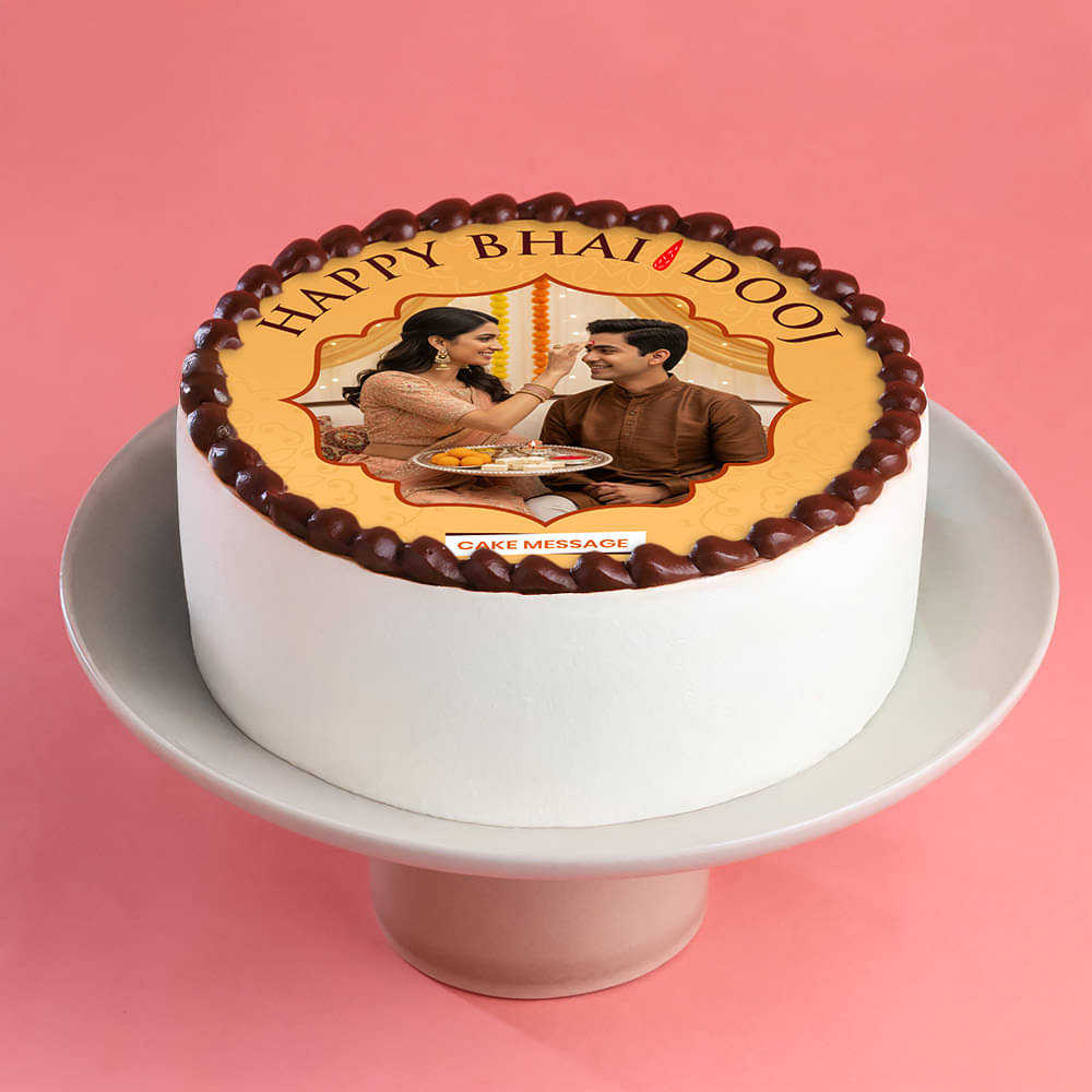Bhai Dooj Celebration Personalised Photo Cake
