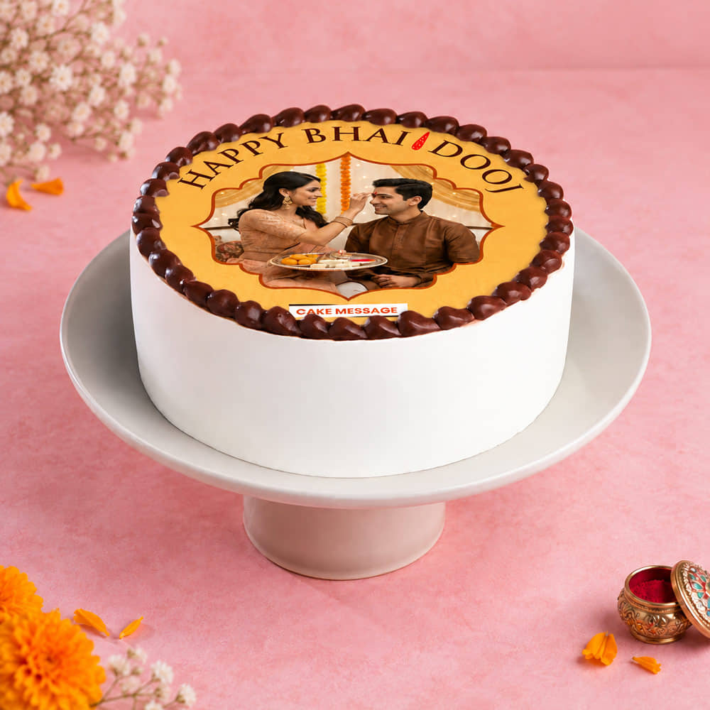 Bhai Dooj Celebration Personalised Photo Cake