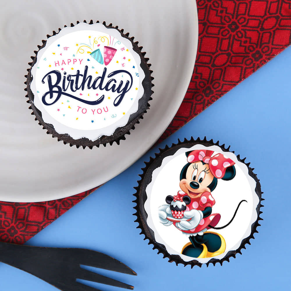 Birthday Personalised Cupcakes 2 Pieces Top view of Birthday Personalised Cupcakes 2 Pieces