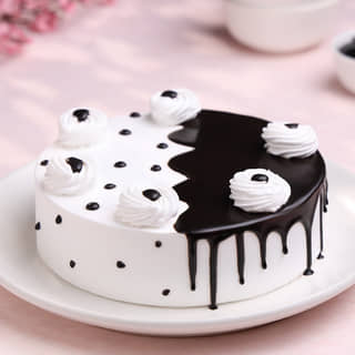 Front View of Choco Vanilla Whipped Cream Cake