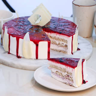 Sliced View of Blueberry Cake
