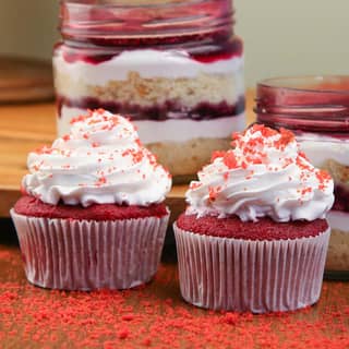 Red Velvet Cupcakes N Blueberry Jar Cakes