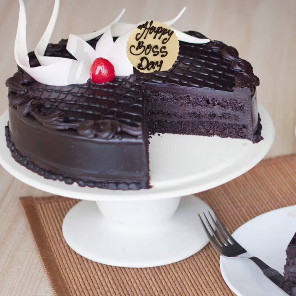 Boss Day Chocolate Cake Sliced View of Boss Day Chocolate Cake