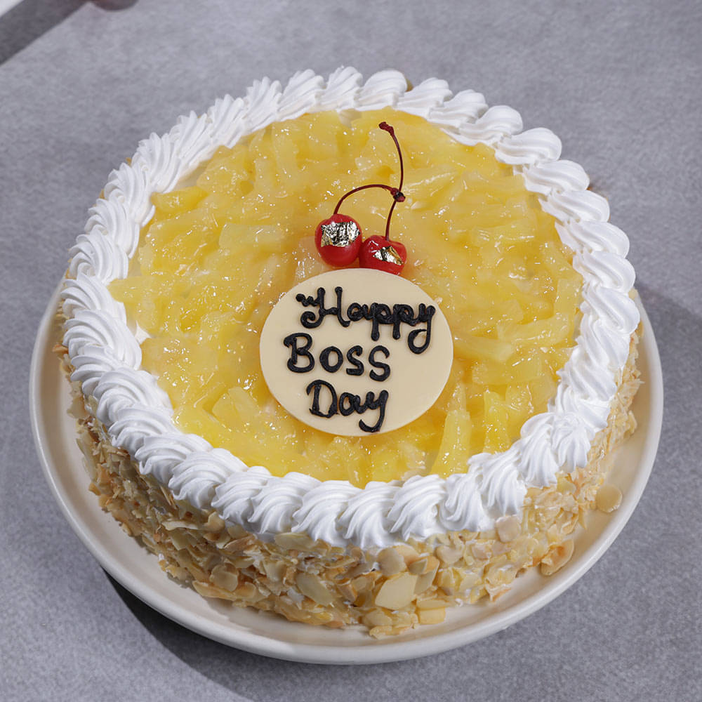 Zoomed View of Boss Day Pineapple Cake