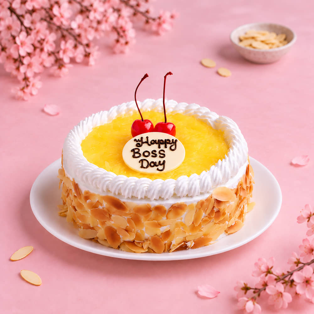 Boss Day Pineapple Cake Sliced View of Boss Day Pineapple Cake