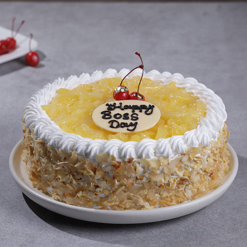 Sliced View of Boss Day Pineapple Cake