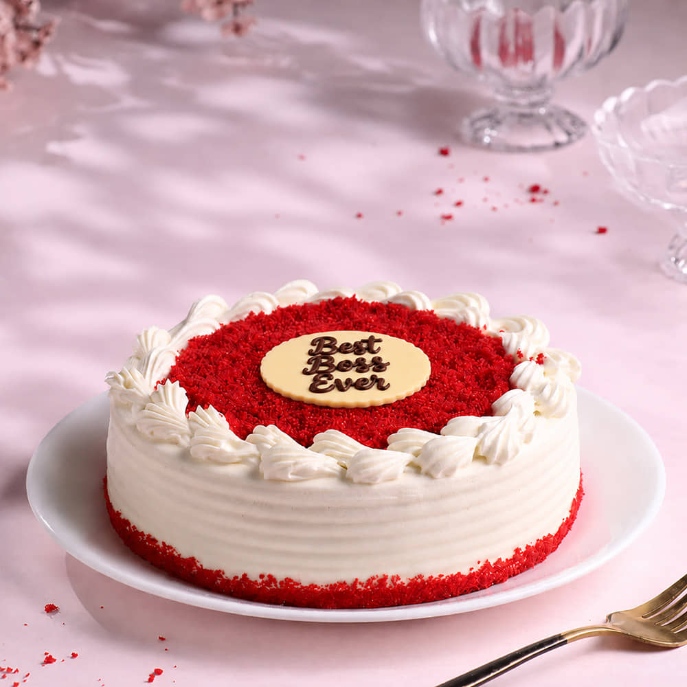 Best Boss Red Velvet Cake Sliced View of Boss Day Chocolate Cake