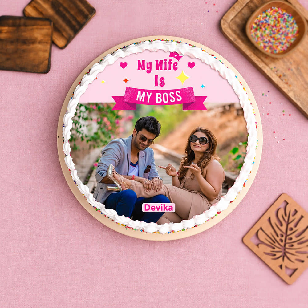 Boss Day Photo Cake For Wife
