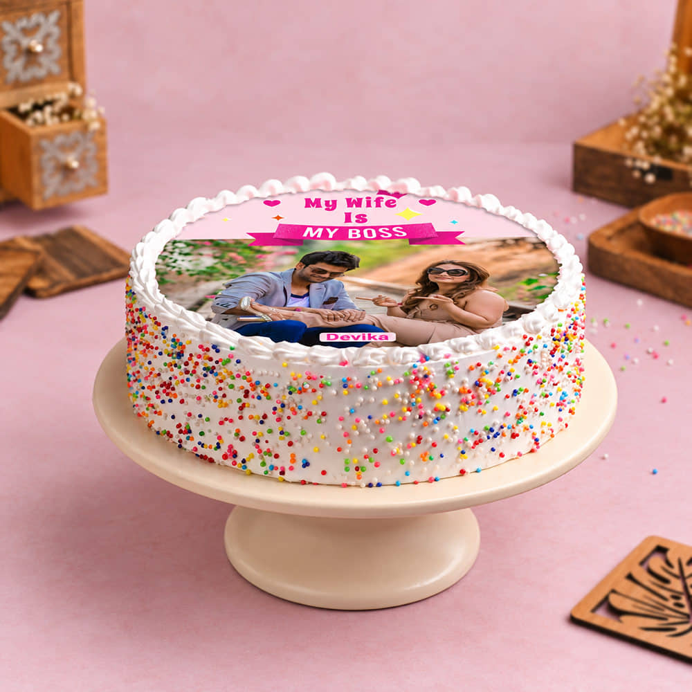 Boss Day Photo Cake For Wife