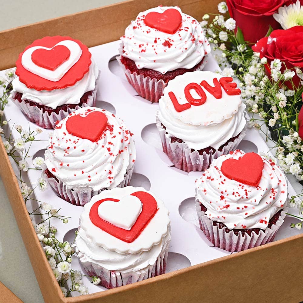 Cupcakes View of Cupcakes with Roses Hampers