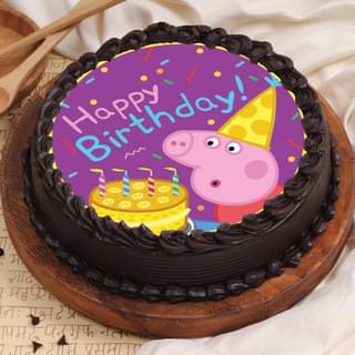 Cartoon Themed Peppa Pig Chocolate Poster cake