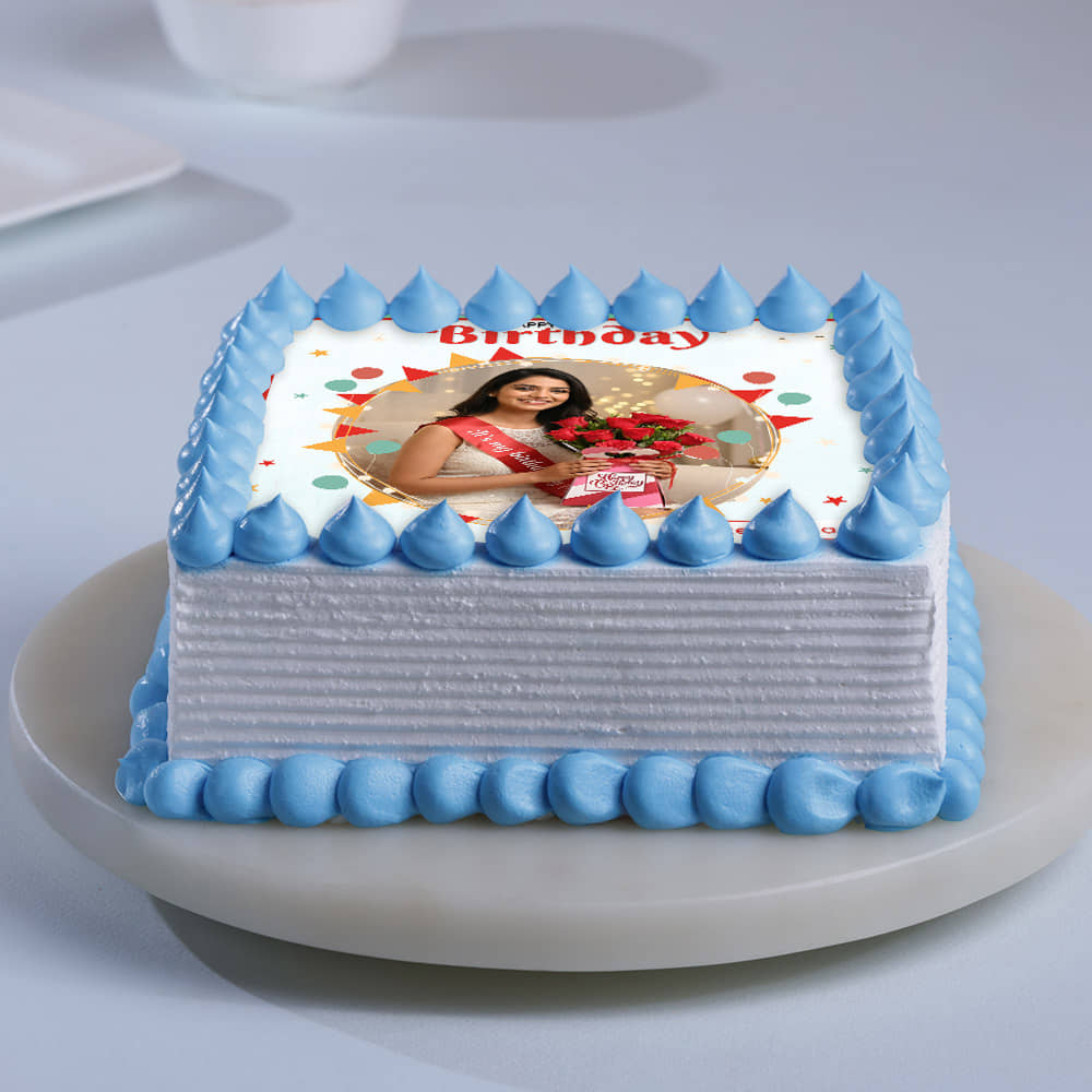 Side View of Celestial Beauty photo cake for birthday