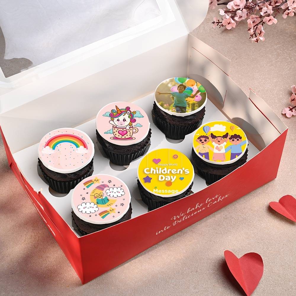 Set Of 6 Childrens Day Special Photo Cupcakes