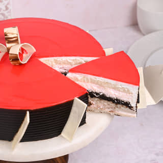 Sliced View of Choco Strawberry Cake