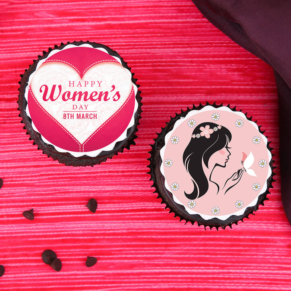 Top View of Chocolate Women's Day Poster Cup Cakes
