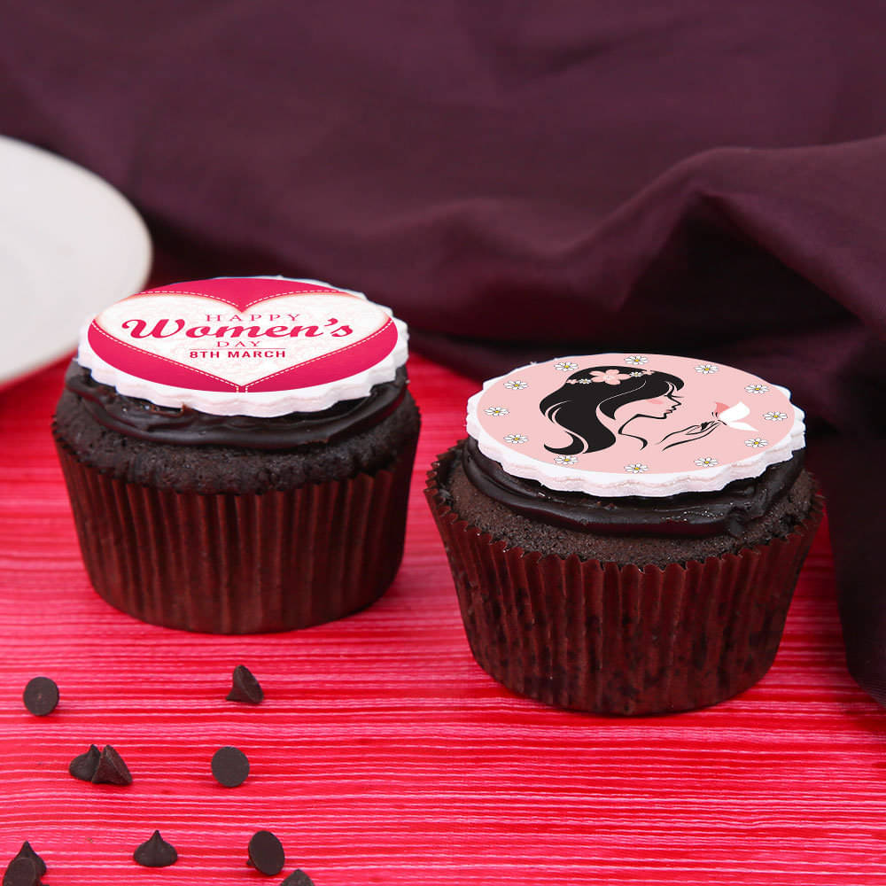 Side View of Chocolate Women's Day Poster Cup Cakes