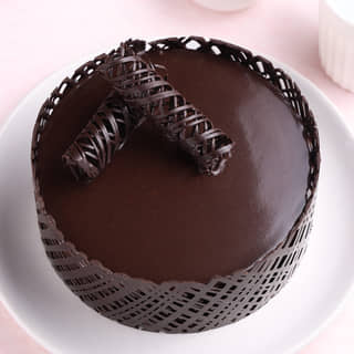 Top View of Mirror Glaze Choco Truffle Cake Top View of Mirror Glaze Choco Truffle Cake