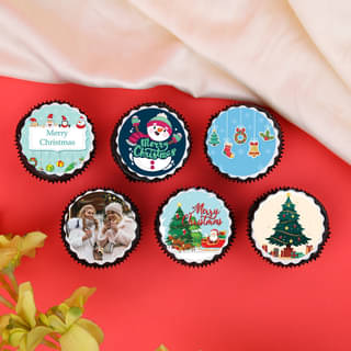Top View of Christmas Photo Cupcakes