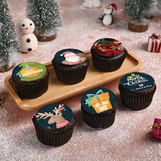 Side View of Christmas Photo Cupcakes