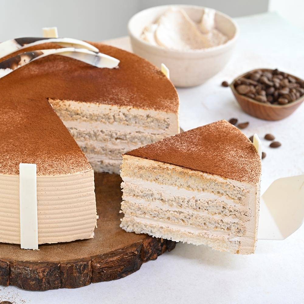 Sliced View of Round Decadent Coffee Cake