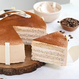 Sliced View of Round Decadent Coffee Cake