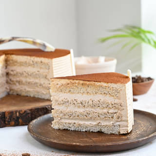 Sliced View of Round Decadent Coffee Cake