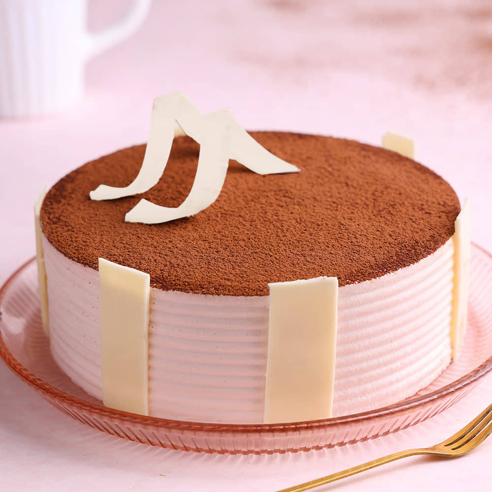 Vanilla Latte Cake Top View of Round Decadent Coffee Cake