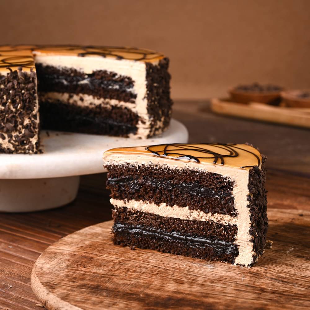 Sliced View of Round Chocolate N Coffee Cake