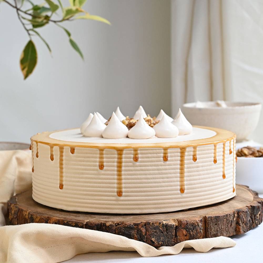 Front View of Coffee Walnut Cream Cake