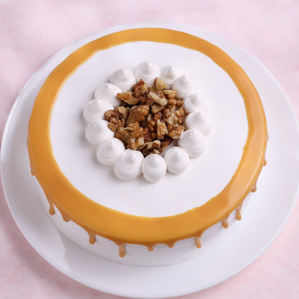 Top View of Coffee Walnut Cream Cake