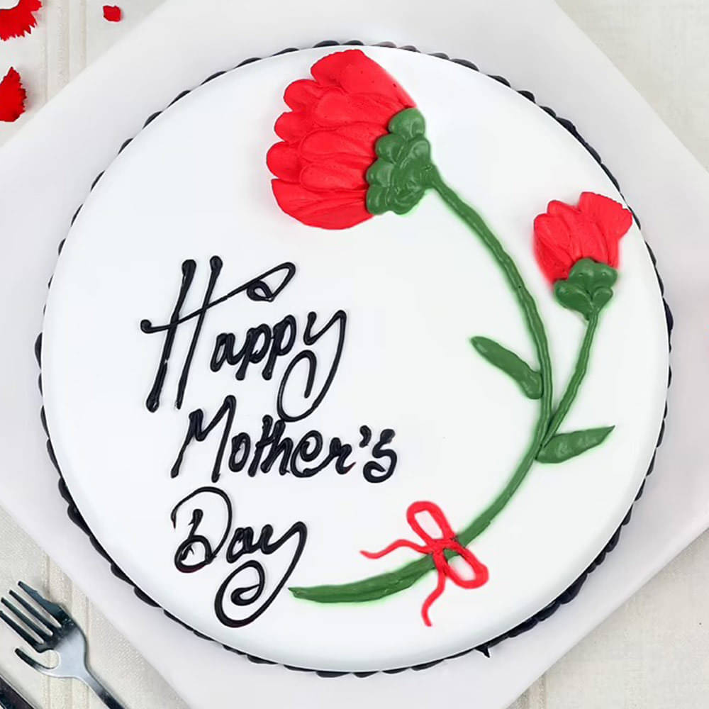 Top View of Creamy Floral Mothers Day Pineapple Cake