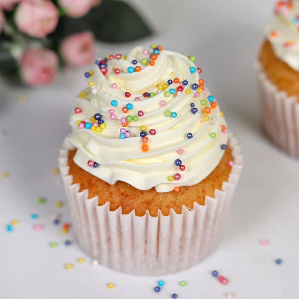 Lateral View of Funfetti Vanilla Cupcake