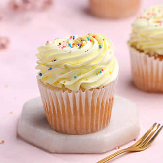 Lateral View of Funfetti Vanilla Cupcake
