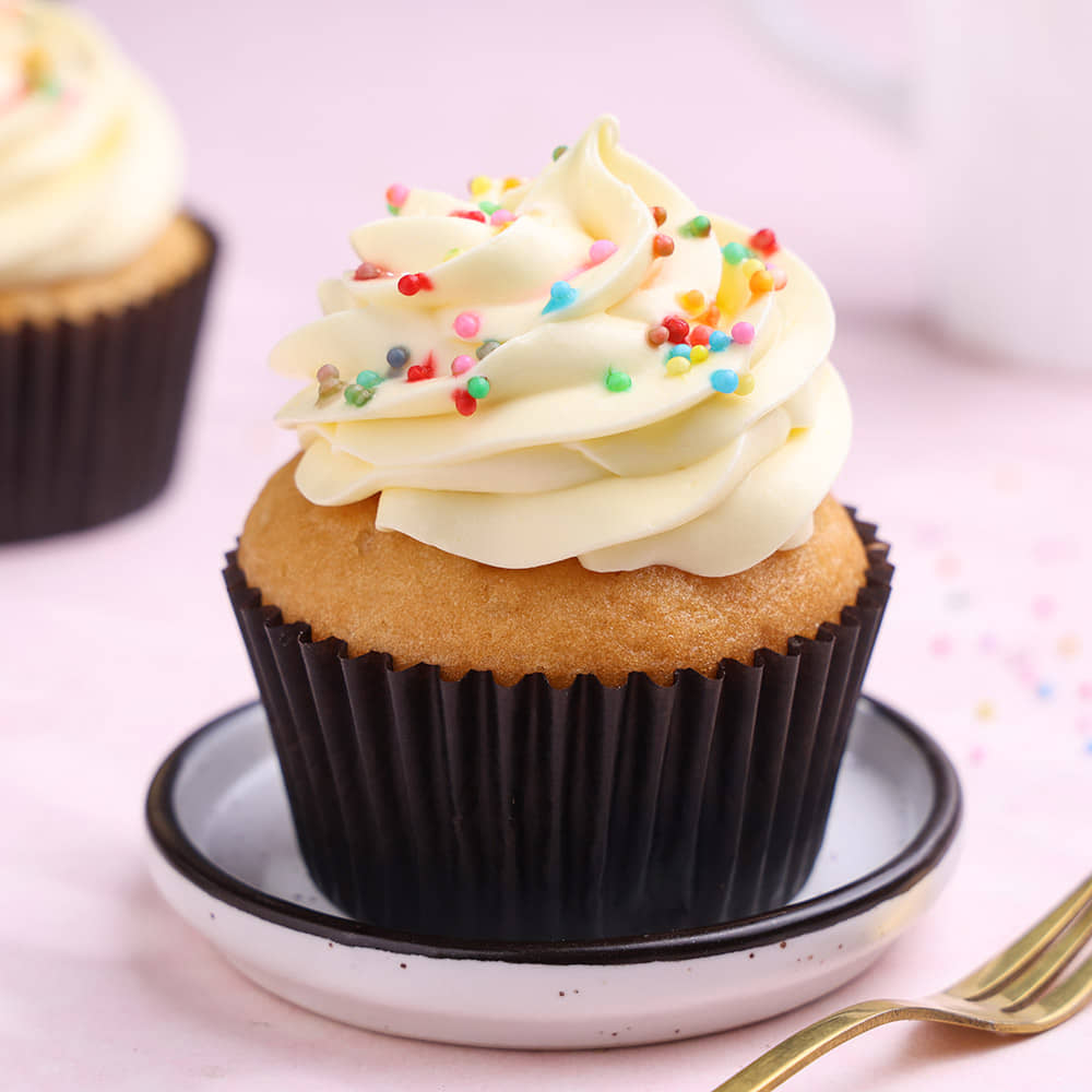 Front View of Funfetti Vanilla Cupcake