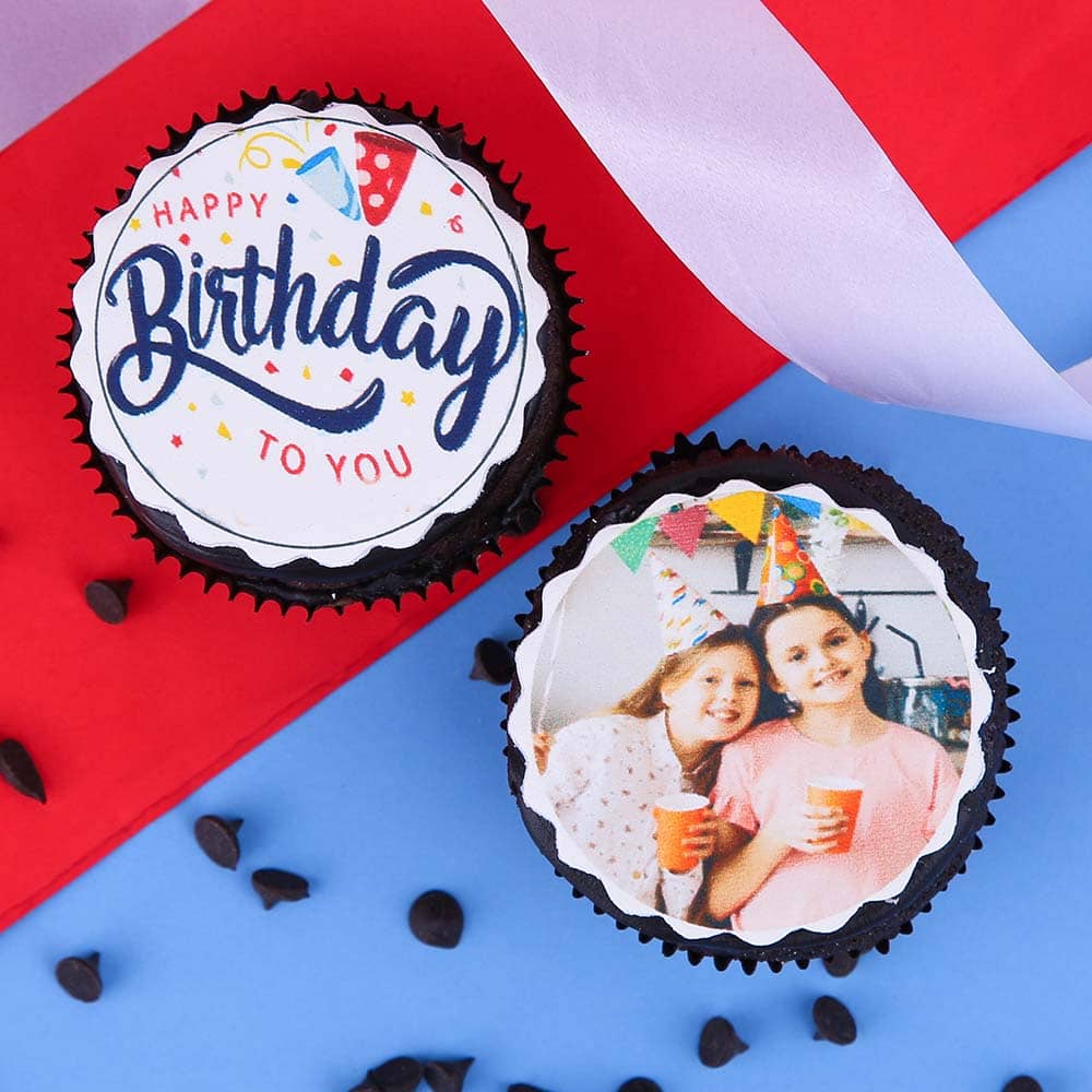 Personalised Birthday Cupcakes 2 Pieces Top view of Personalised Birthday Cupcakes 2 Pieces