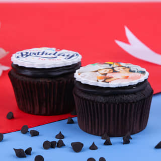 Side view of Personalised Birthday Cupcakes 2 Pieces