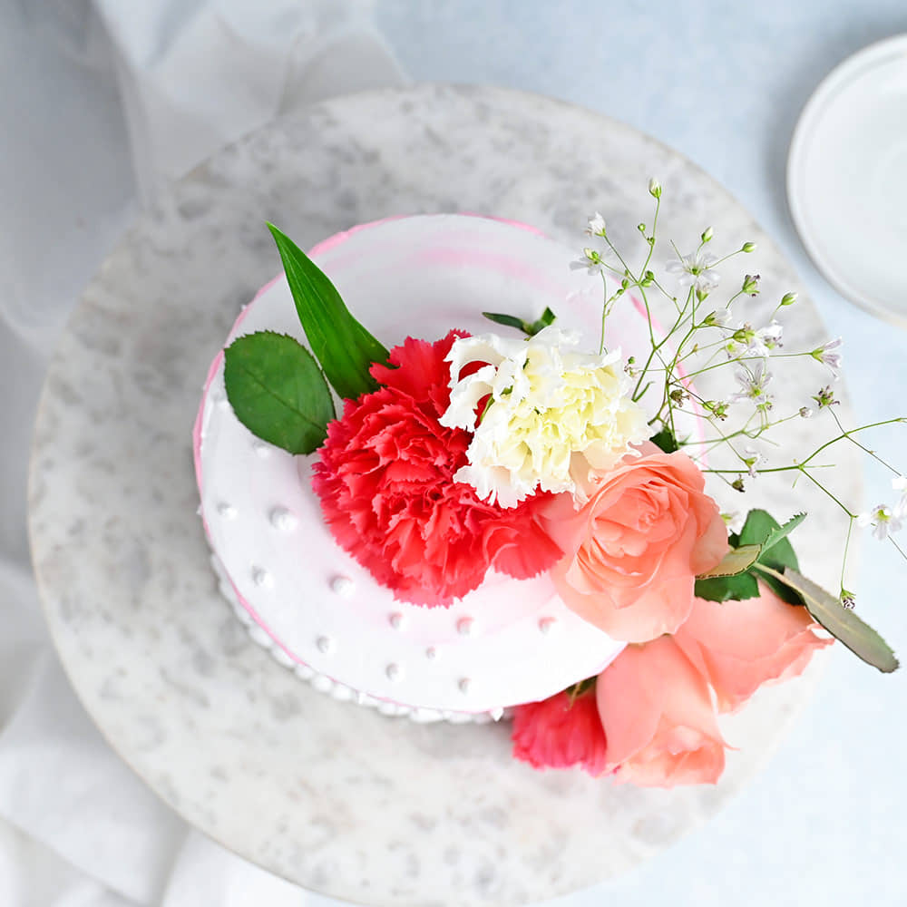 Top View of Rosey Pineapple Cake