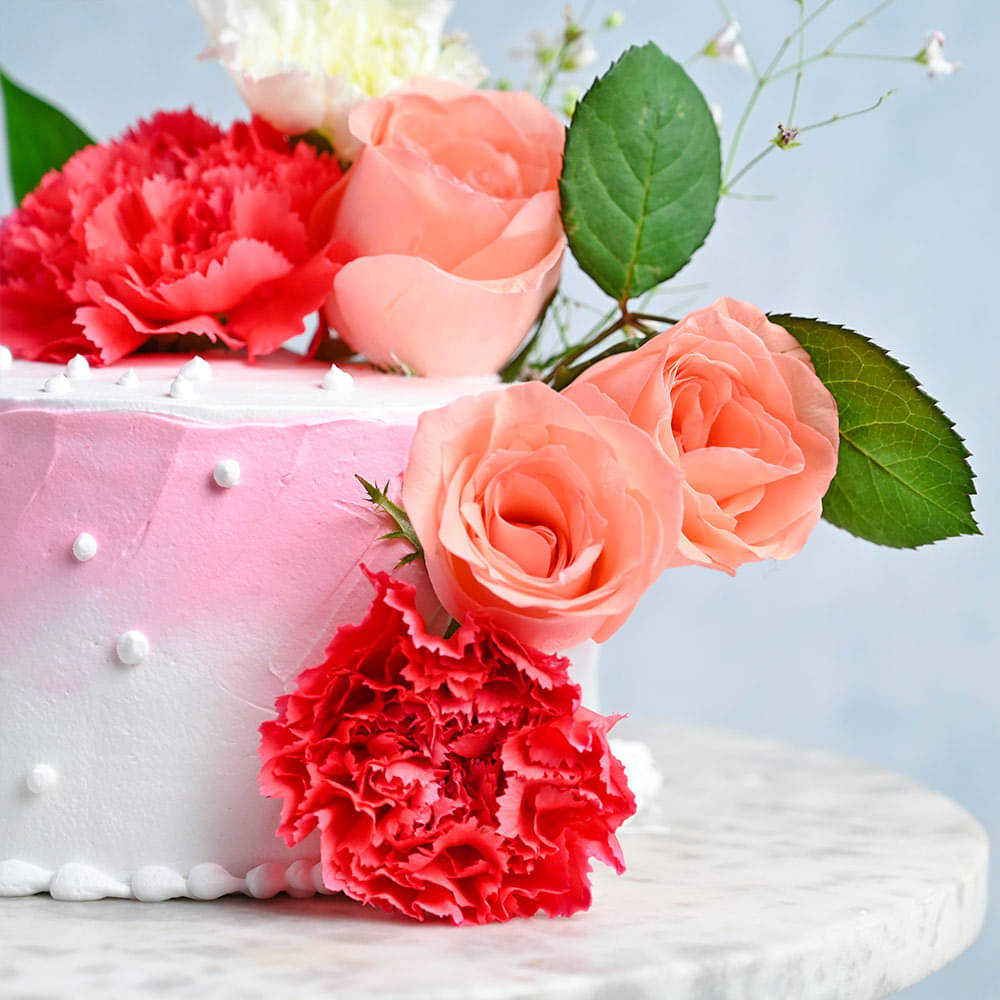 Zoomed View of Rosey Pineapple Cake