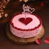 Top View of Special Round Red Velvet Love Cake