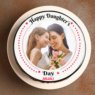 Daughters Day Square Shaped Photo Cake