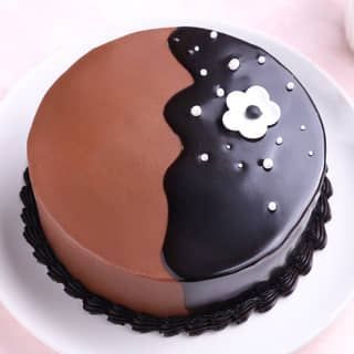 Top View of Chocolate Glaze Delicacy Cake