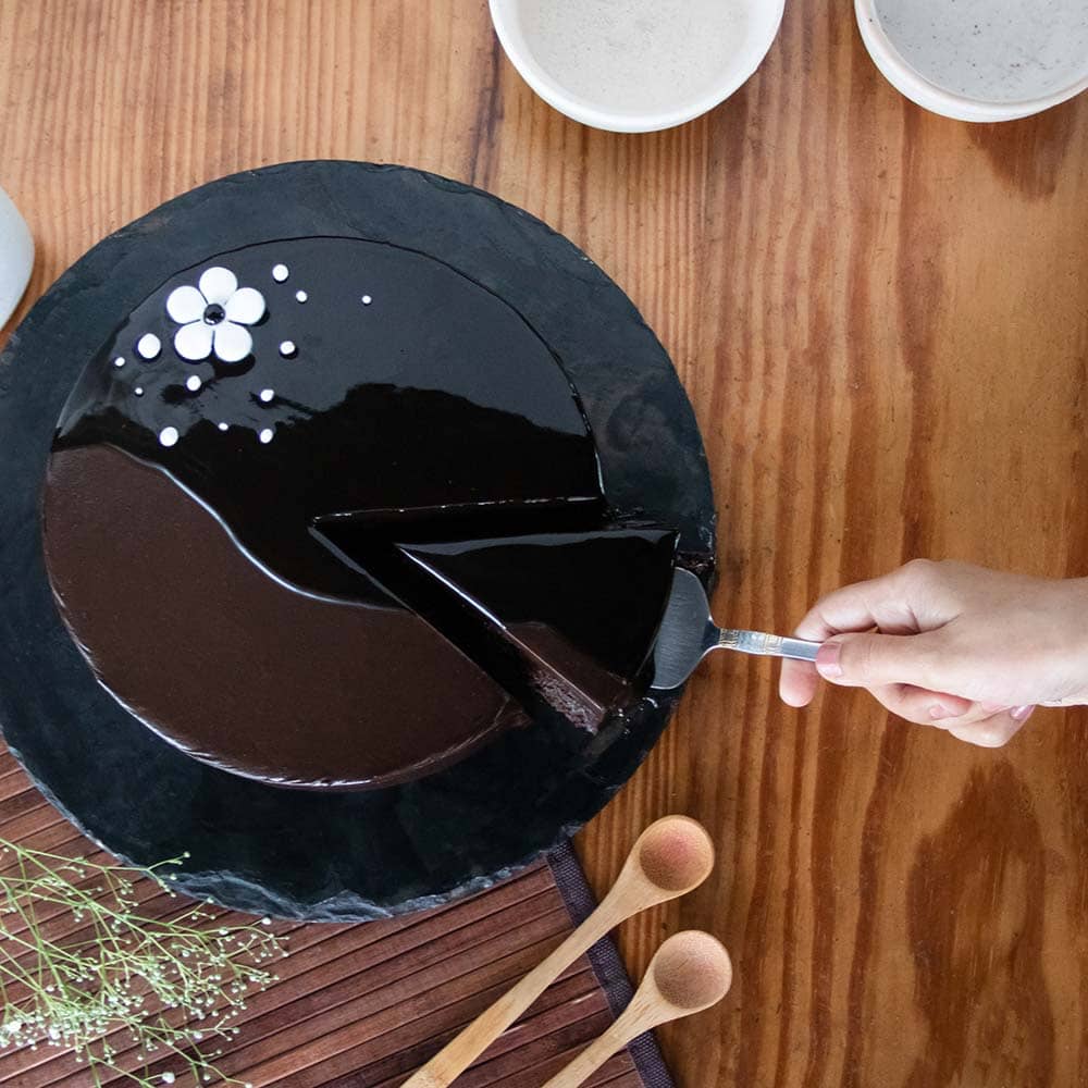 Floral Chocolate Glazed Cake Top View of Choco Glaze Delight