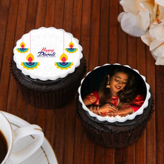Set of 2 Diwali Photo And Poster Cup Cakes