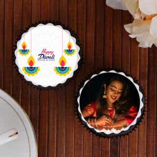 Set of 2 Diwali Photo And Poster Cup Cakes