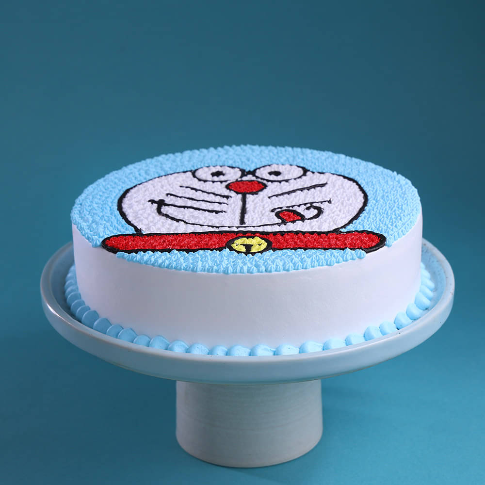 Top View of Doraemon Cream Cake