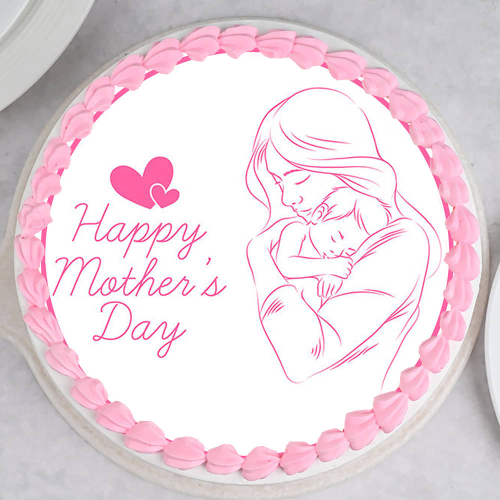 Top View of Pristine Round Mothers Day Delight Cake
